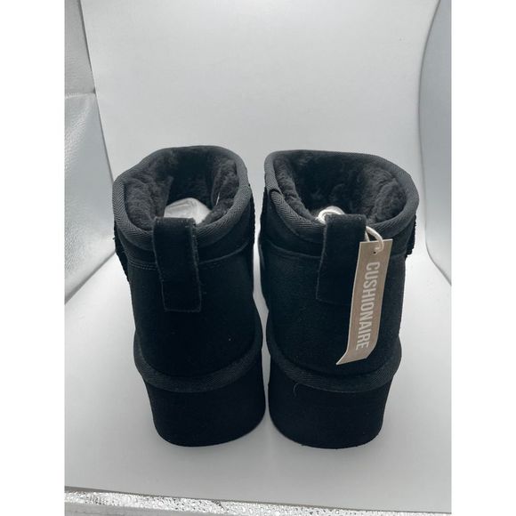 CUSHIONAIRE Women's COZY Genuine Suede pull on platform boot, Black 10 - Picture 2 of 6